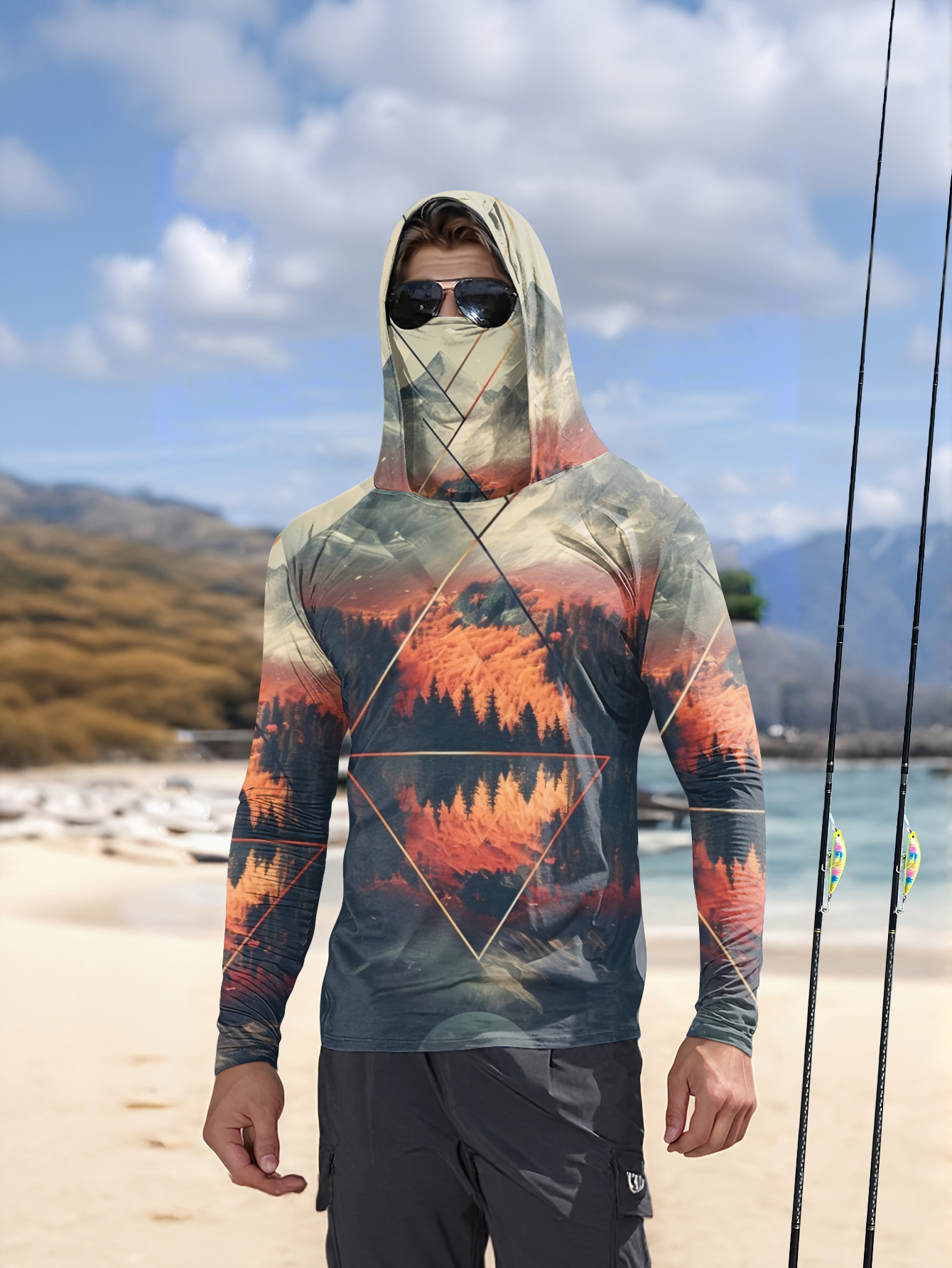 Camiseta de Pesca Masculina pa - Fishing Mask Sun Protection avaliação e preço