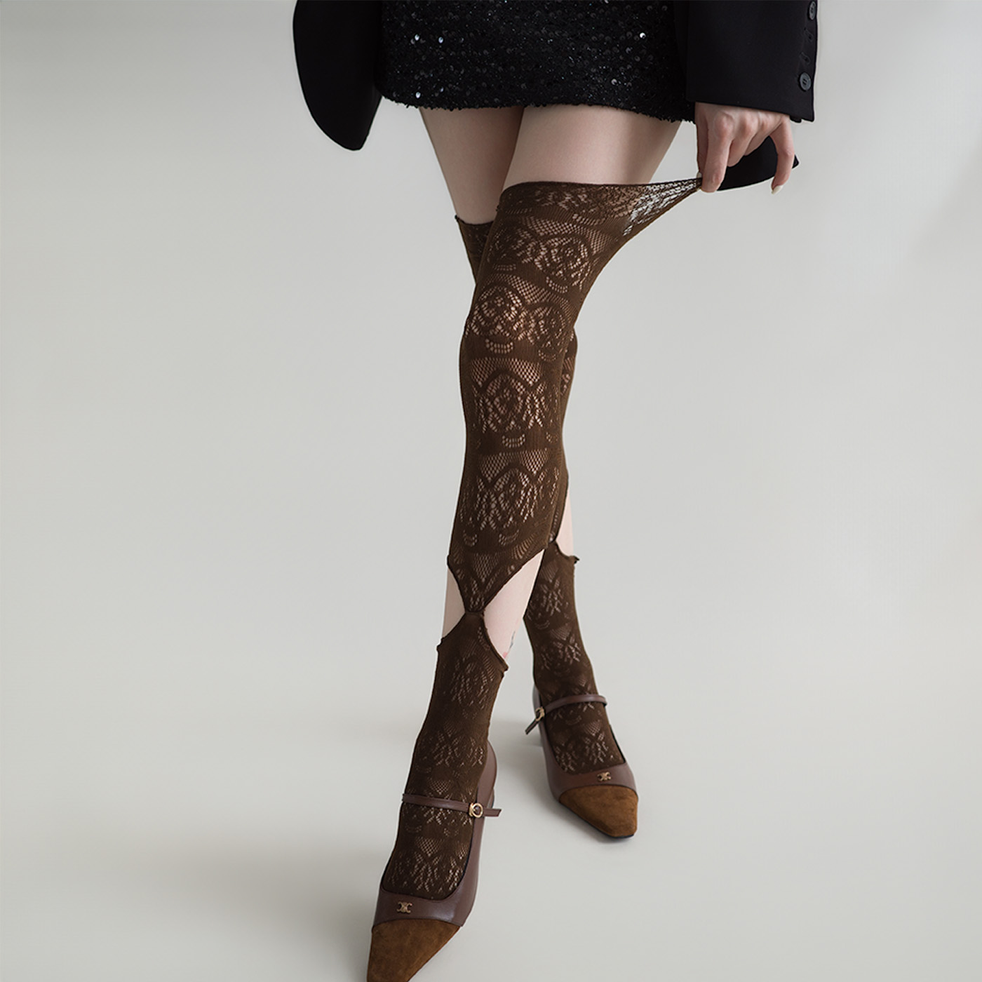 Meias femininas de renda oca s - Fishing Socks avaliação e preço